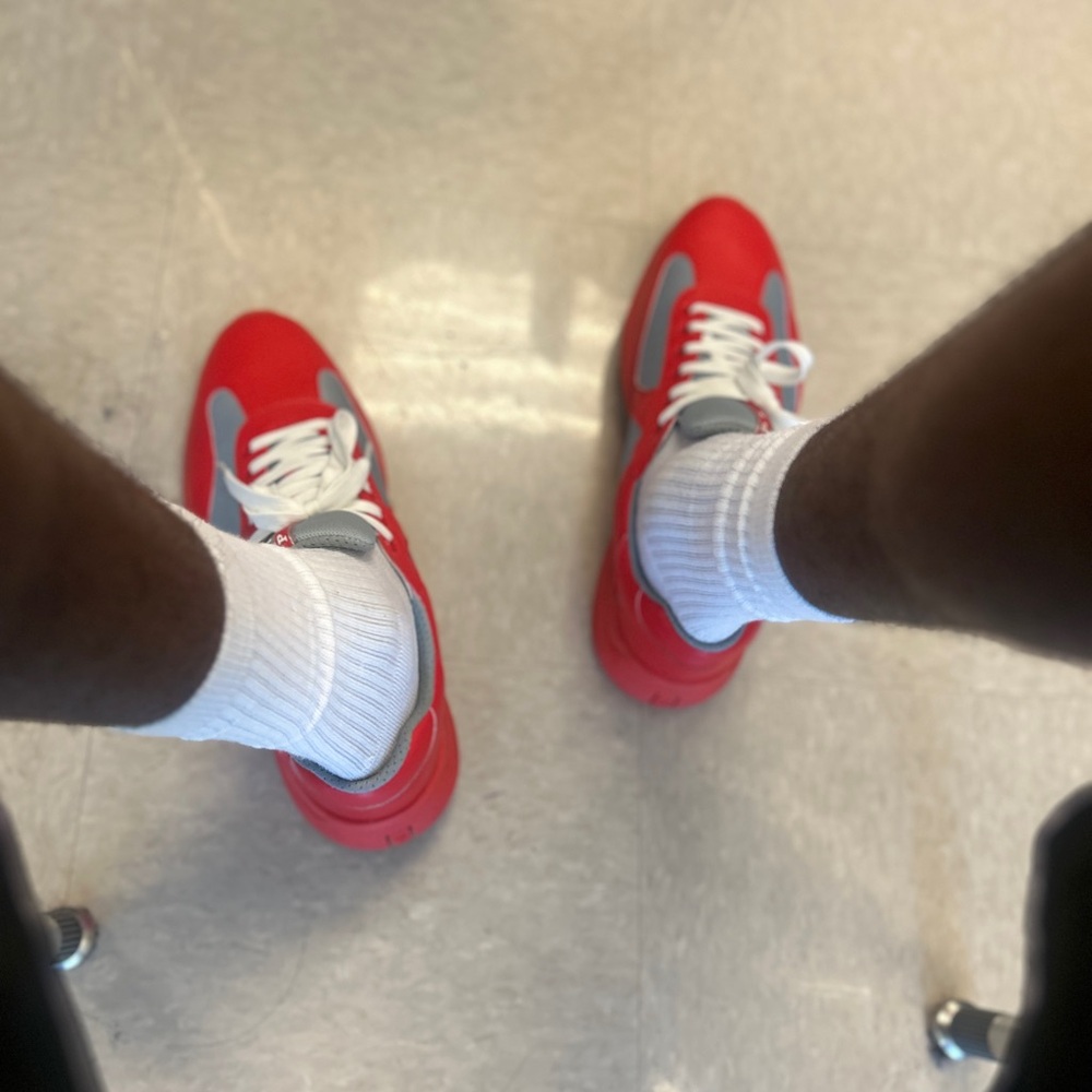 Mens size 12 US/46 EU Red and Gray Prada Milano Sneakers - Picture 4 of 4